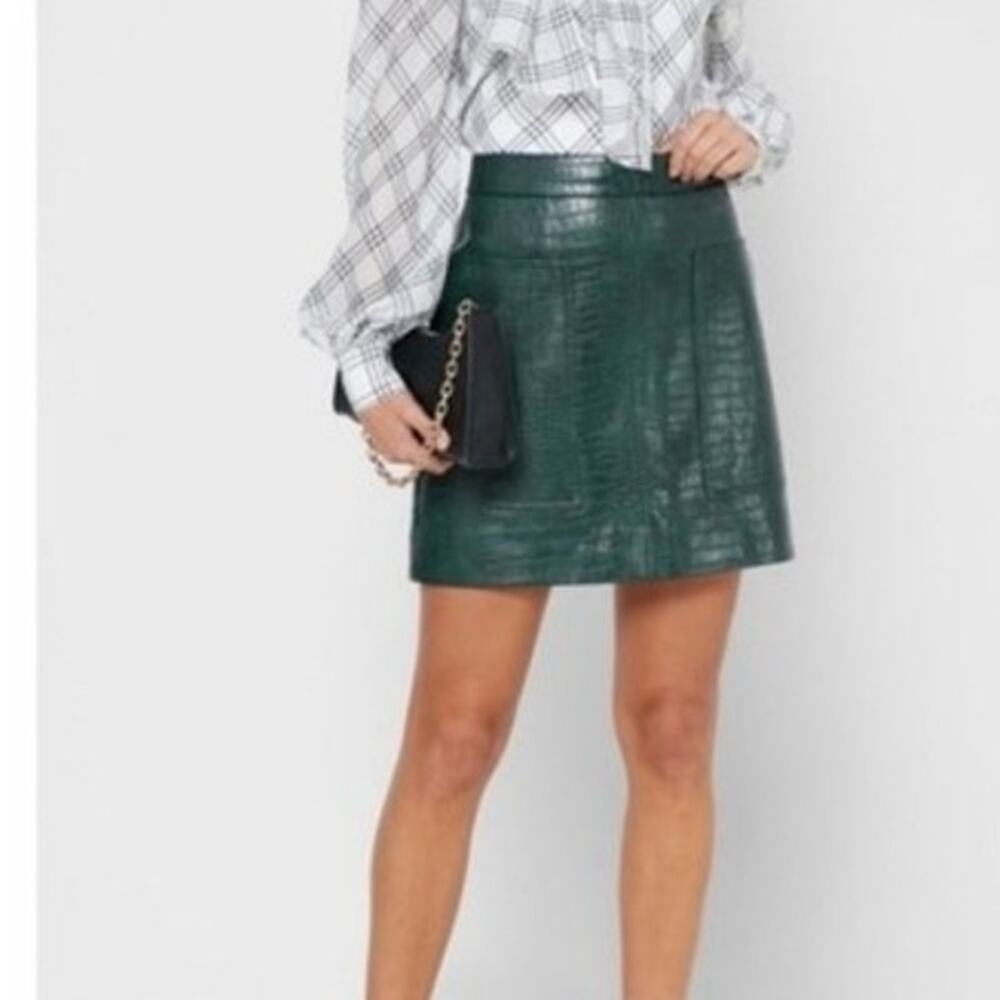 NEW Ted Baker Green Faux Leather Mini Skirt Size 12